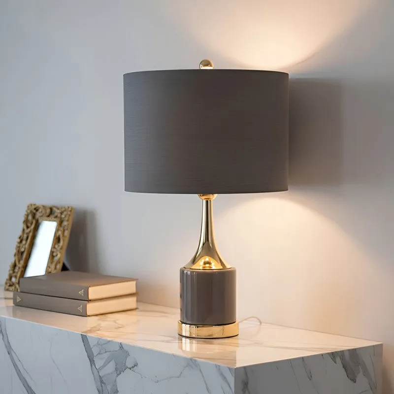 AarviDecor Norwood Designer Metal Table Lamp - Grey media 1