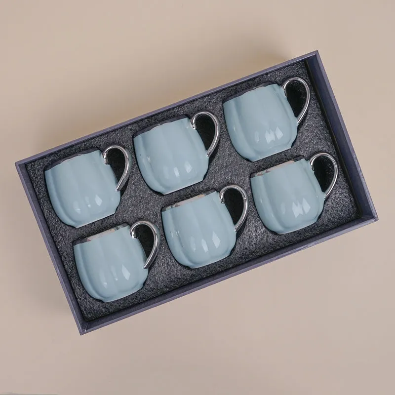 Magina Porcelain Tea Cup (180 mL Each/Blue) - Set of Six media 6