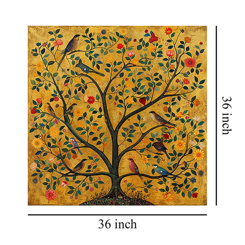 Avian Life on a Majestic Tree Wall Painting media 9