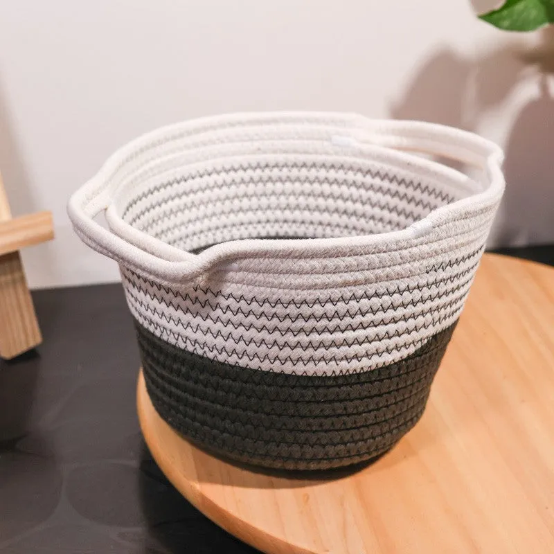 Shakelo Cotton Storage Basket - White & Black media 3