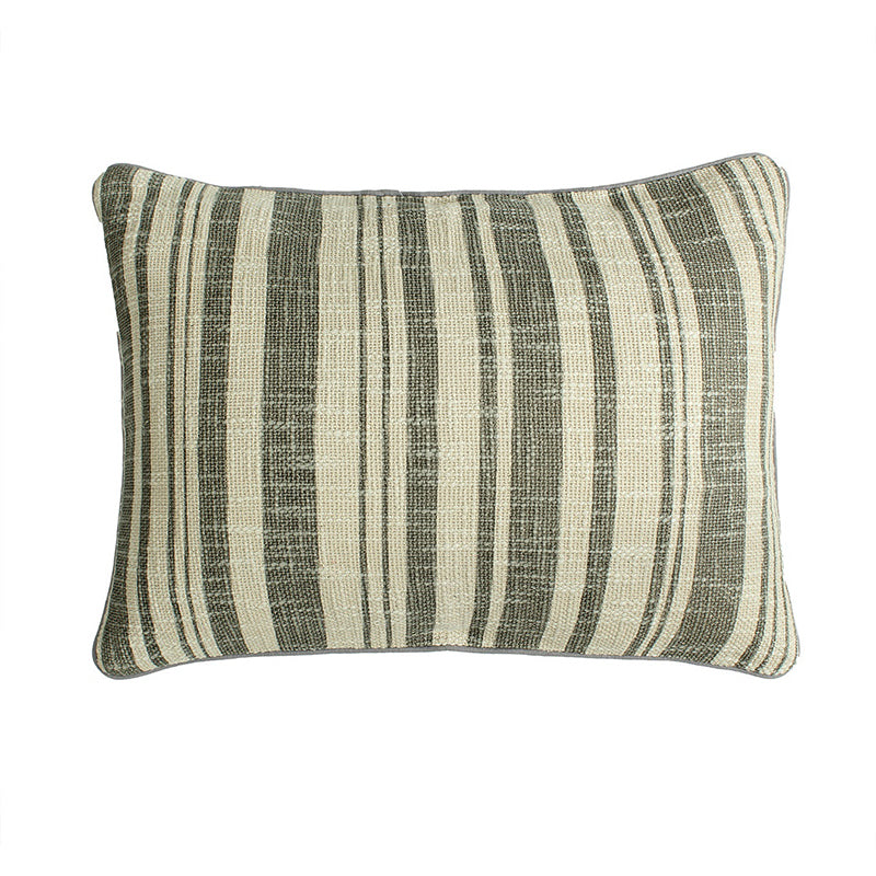 Chateau Stripes Woven Cotton Cushion Cover (Grey) - Set Of Two media 3