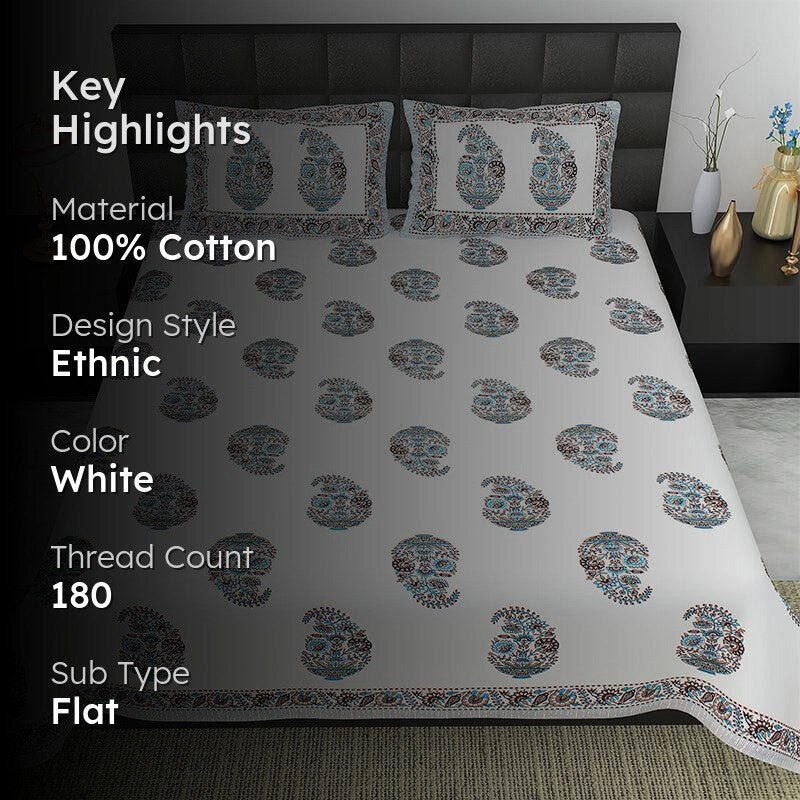 Shara Ethnic Cotton Bedsheet - 180 TC media 2