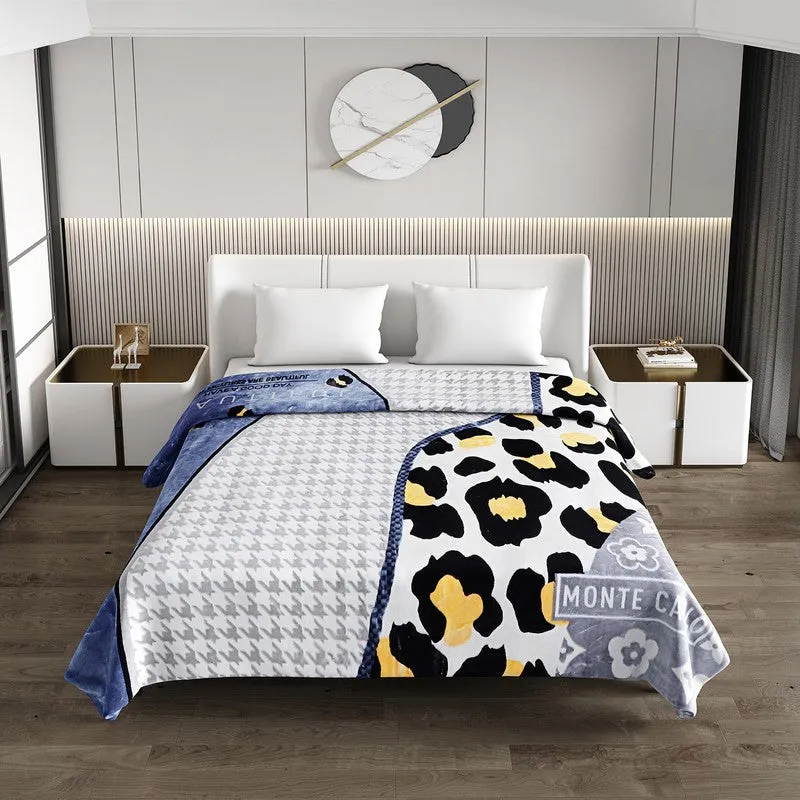 Monte Carlo Chic Harmony Blanket (Blue,Grey) - 800 GSM media 3
