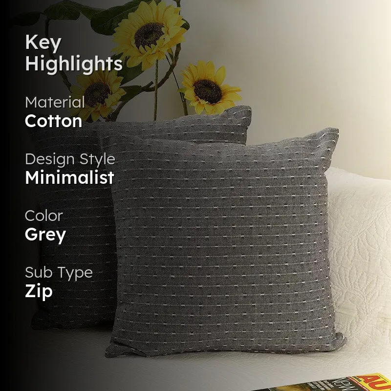 Chloris Cotton Cushion Cover (Dark Grey) - Set Of Two media 2