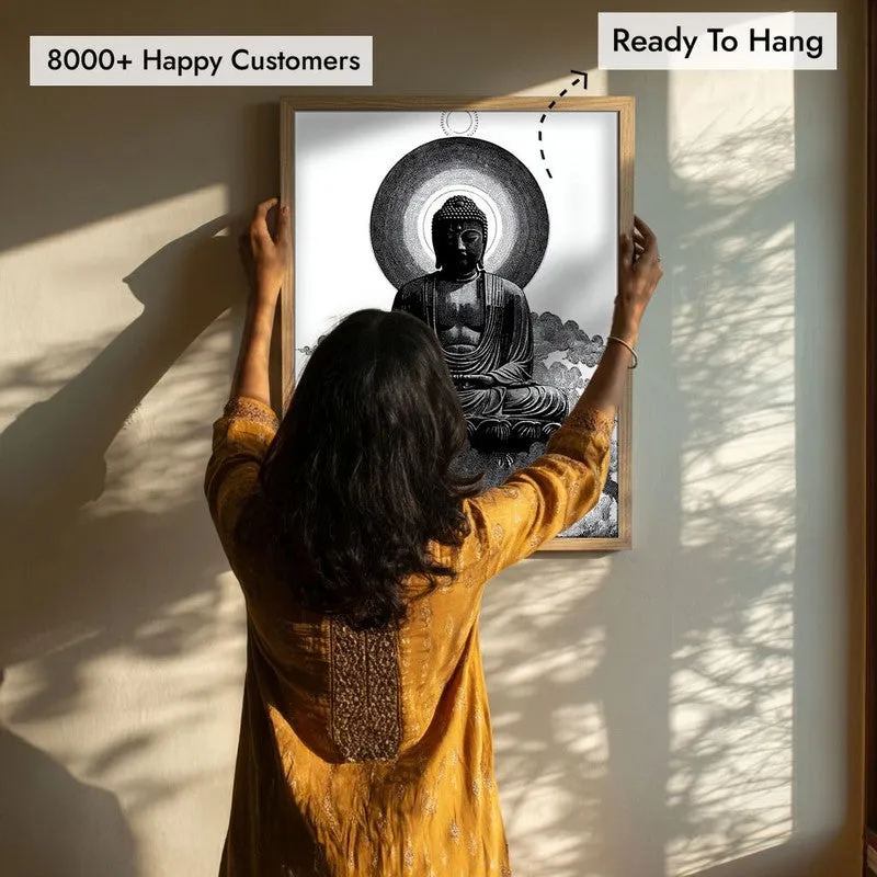 Buddha of Inner Stillness Wall Painting With Brown Frame media 7