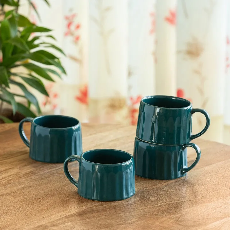 Aqua Ceramic Coffee Mug (250 mL Each) - Set Of Four media 1