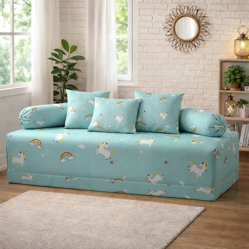 Crazy Unicorn Printed Diwan Set - Six Piece Set media 1