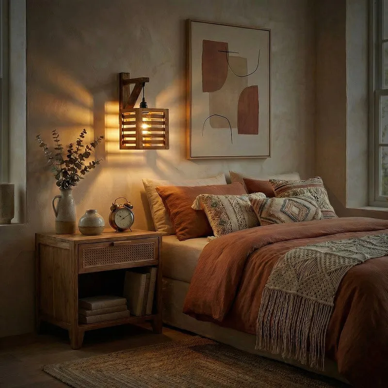 GeoLine Wooden Wall Lamp - Brown media 1