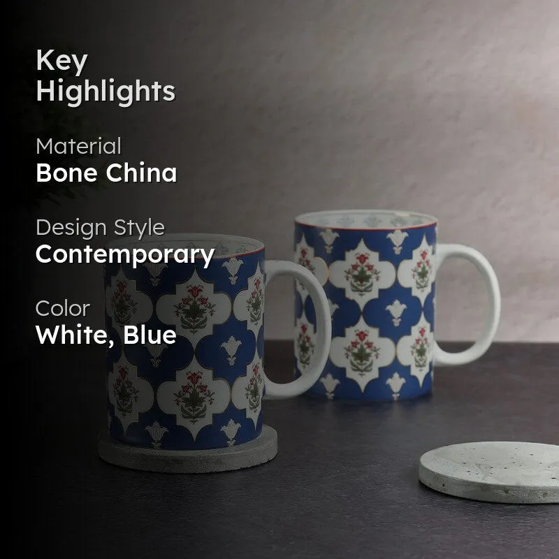 India Circus Blue Lattice Treasures Mug (360 mL Each) - Set Of Two media 2
