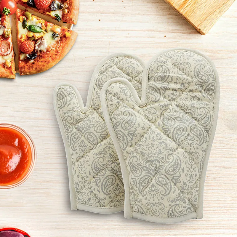 Swayam Tapsi Kitchen Gloves (Beige & Grey) - Set Of Two media 1
