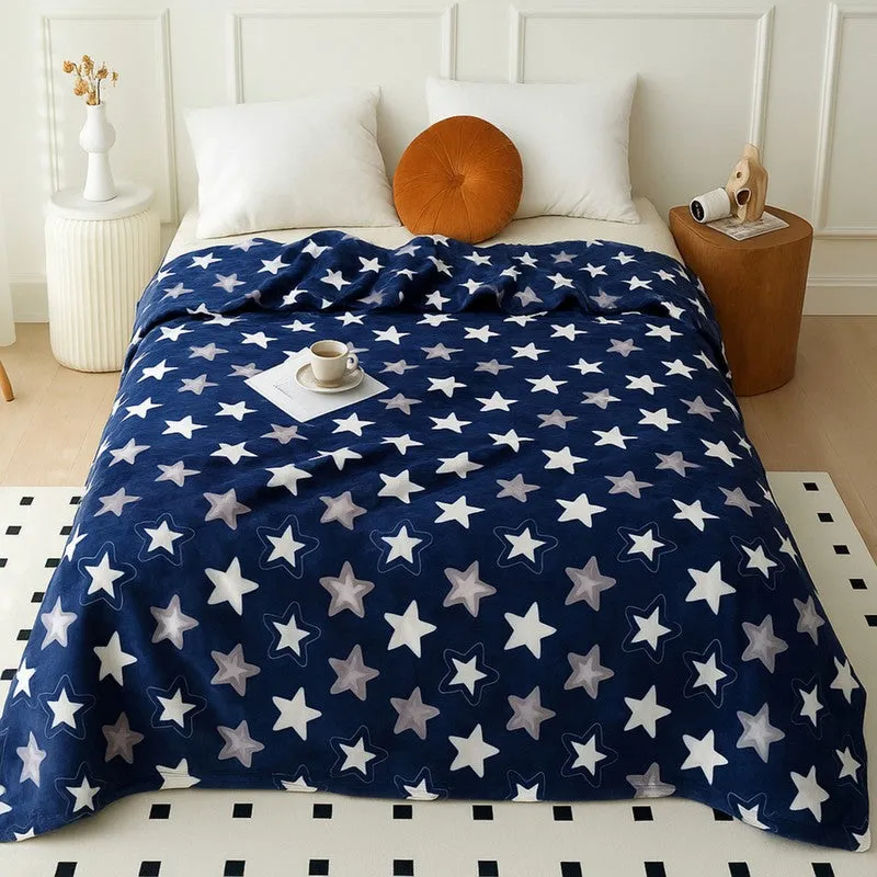 Bluetide Abstract Woolen Blanket (Blue) - 210 GSM media 1