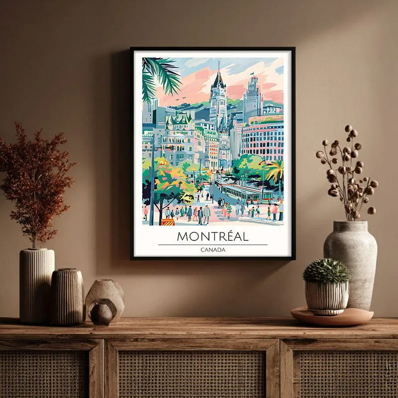 Vintage Montreal Framed Canvas Wall Painting media 3