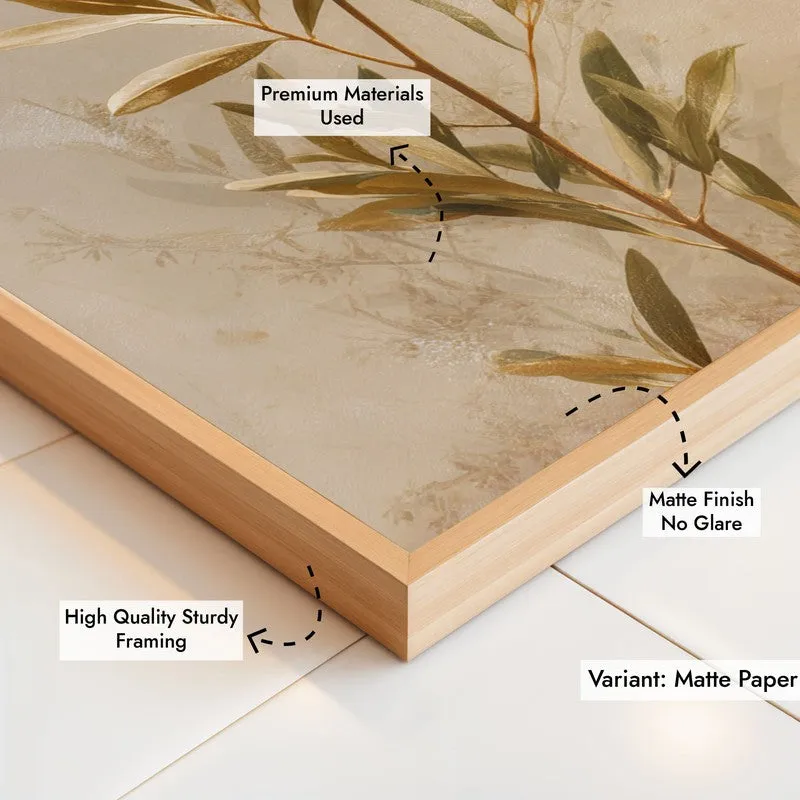 Botanical Harmony Archival Paper Wall Painting With Brown Frame media 6