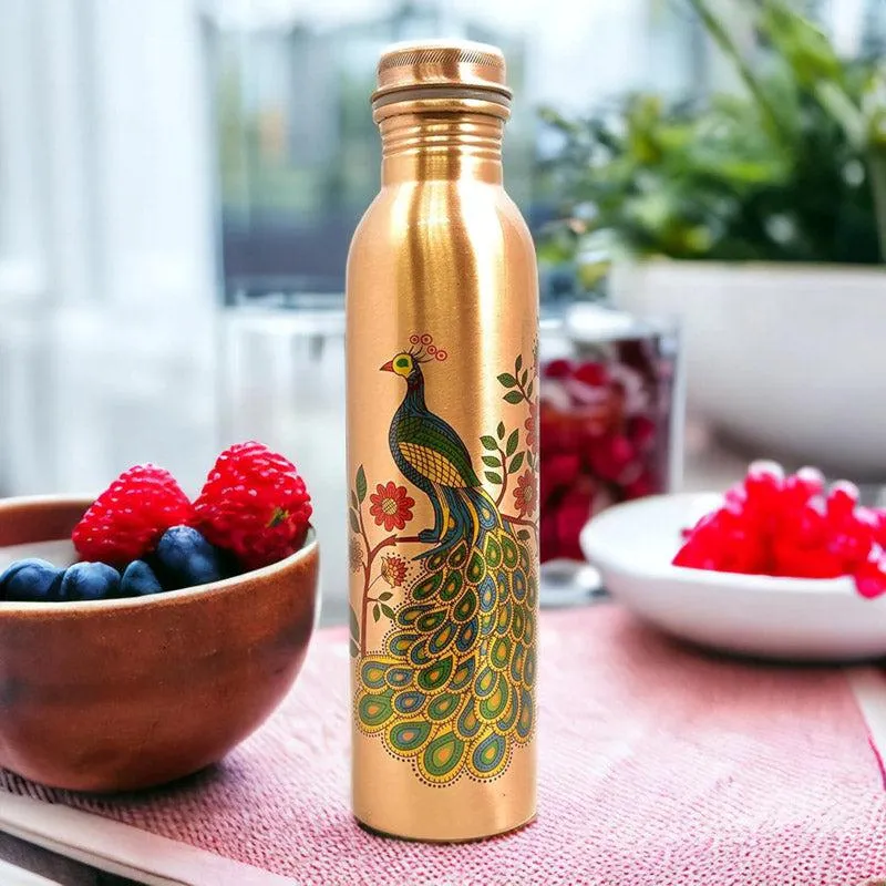 Ashya Mayoora Copper Water Bottle - 1000 mL media 1