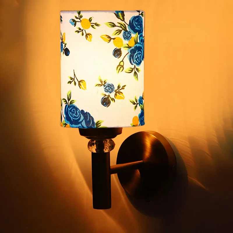Garden Lights Cylindrical Steel & Cotton Wall Lamp - Blue media 5