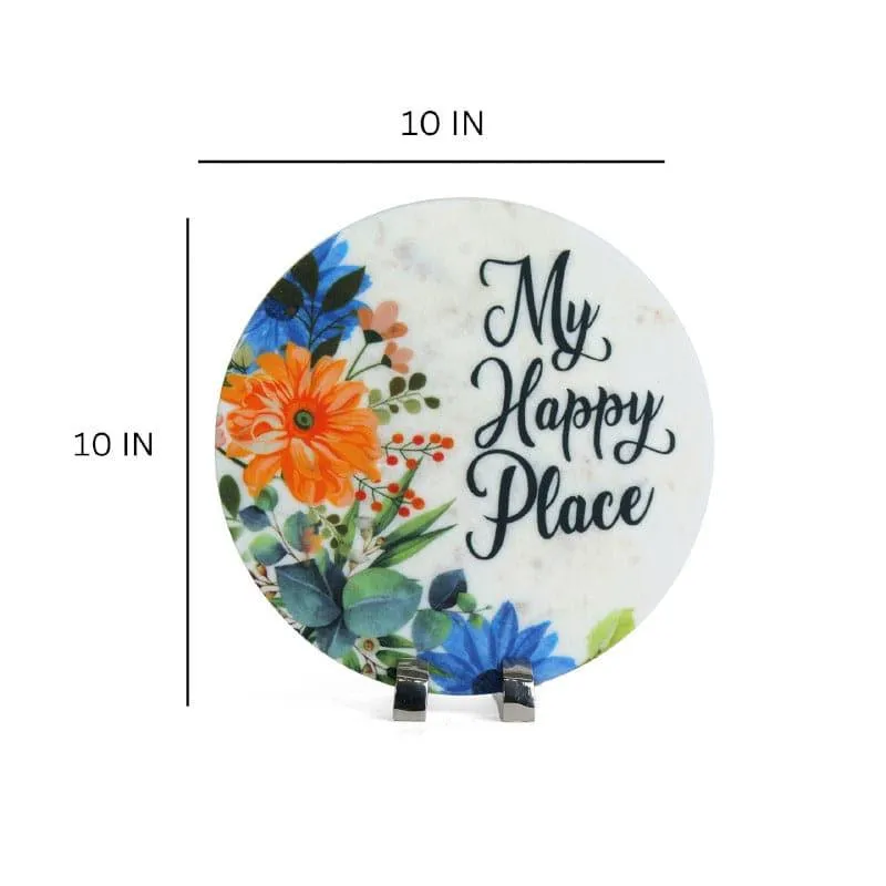 My Happy Place Floral Printed Marble Showpiece media 6