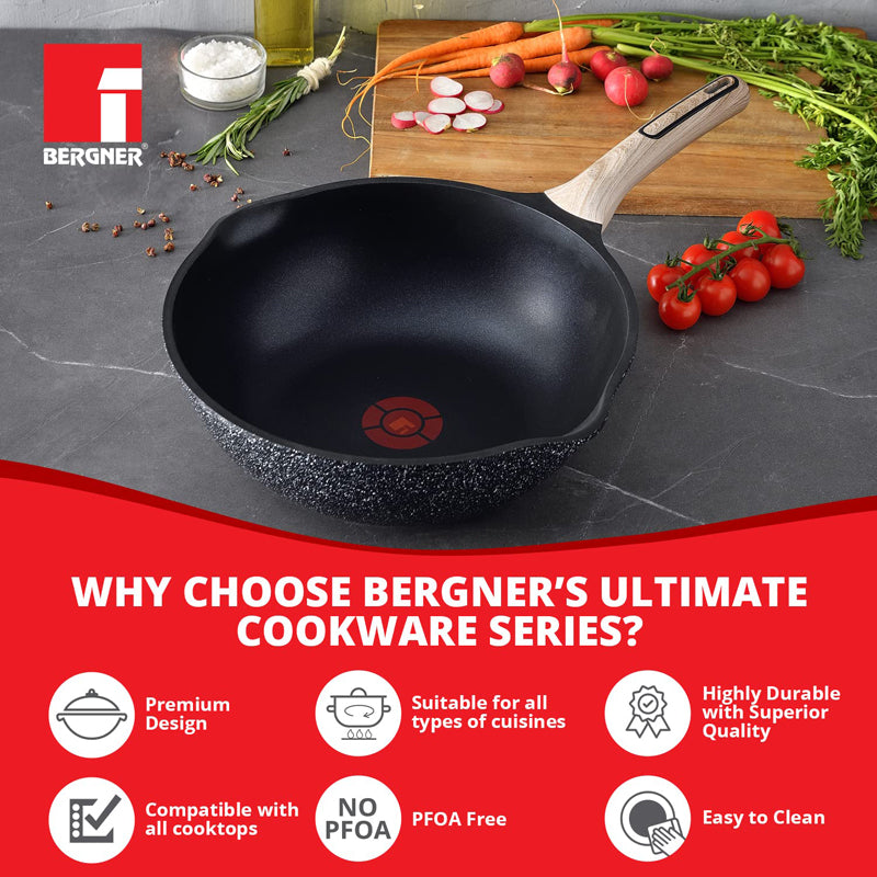 Bergner Ultimate ILag Marble Non-Stick Wok (Grey) - 4600 ML media 7