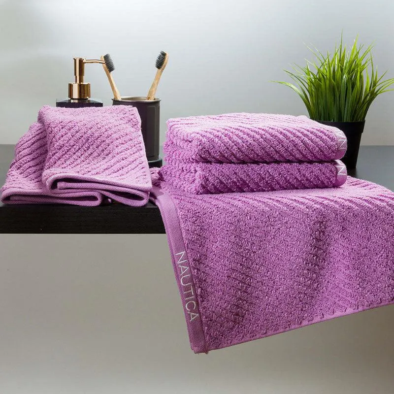 Nautica Riviera Soft Cotton Hand Towel (Lilac) - Set Of Four media 1
