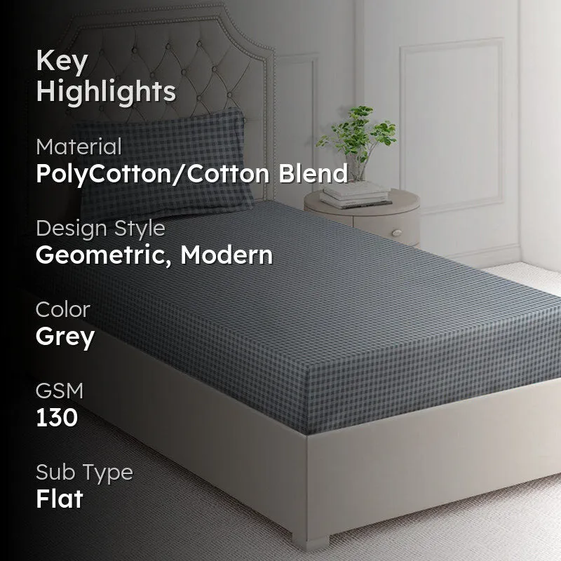Plaid Nights Geometric Bedsheet - 130 GSM media 2