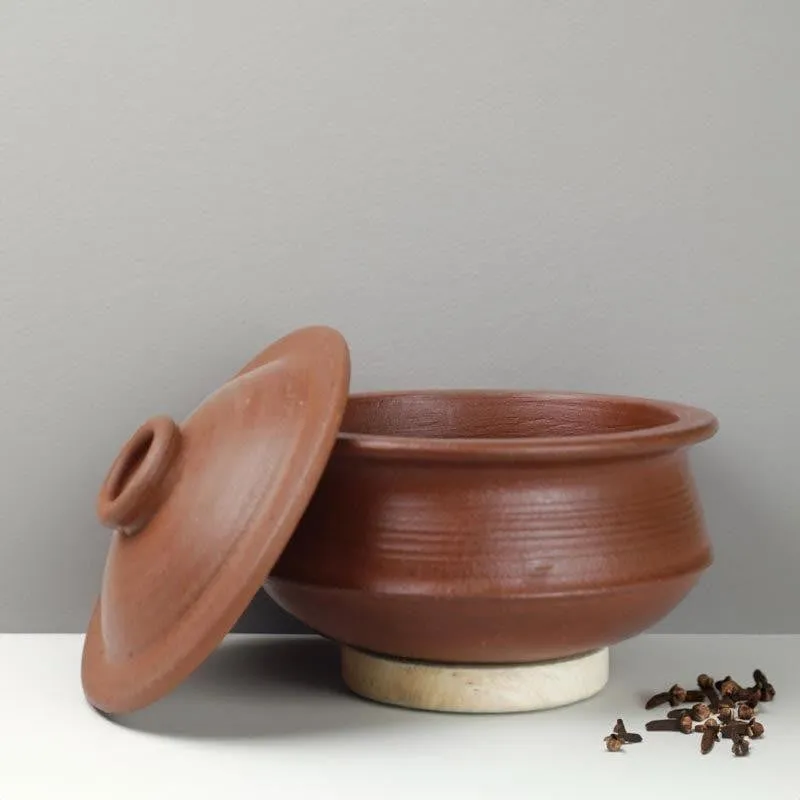 Kalinaw Biriyani Clay Pot With Lid Brown 3000 mL / 10 Inches - 3