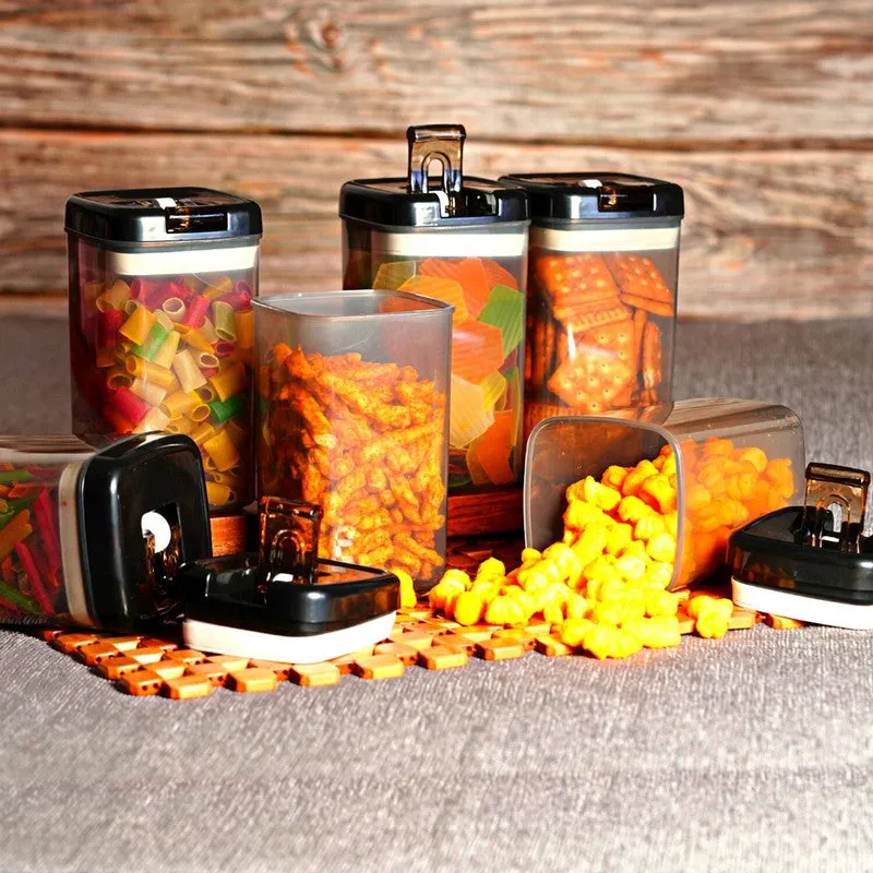 Snaplock Fresh Seal Air Tight Container (Black/1000 mL Each) - Set of Six media 4