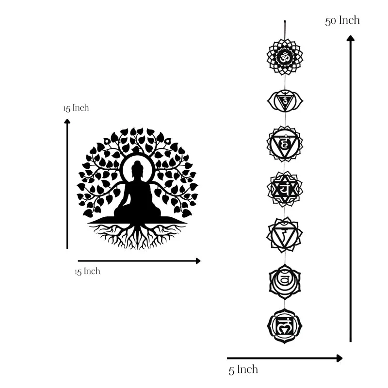 Bodhisatva and Seven Chakras Iron Wall Accent - Set Of Three media 6