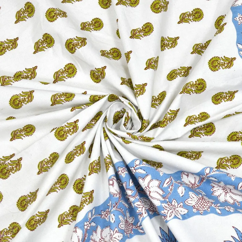 Gardena Cotton Bedsheet (White,Blue) - 240 TC media 5