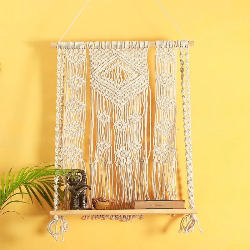 Knot Weave Macrame Wall Shelf media 1