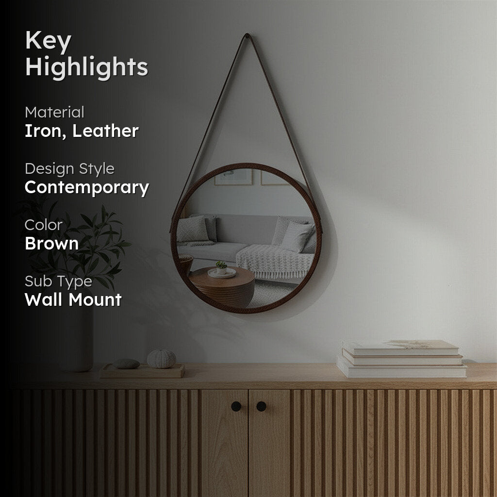 Maku Hanging Wall Mirror - Brown media 2