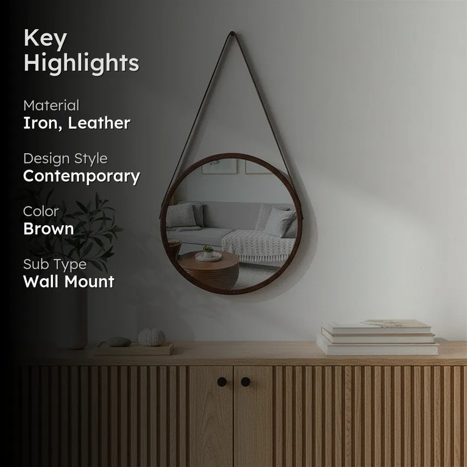 Maku Hanging Wall Mirror - Brown media 2
