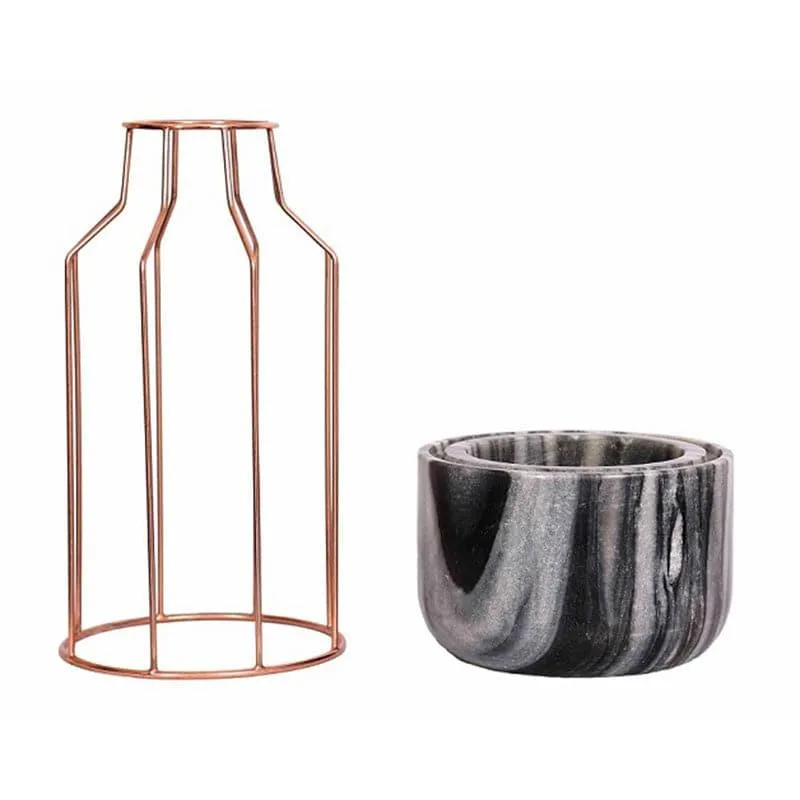 Copper Mesh Eartha Hand Crafted Marble Planter - Grey media 4