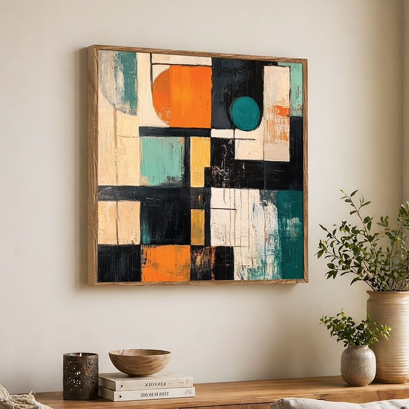 Color Geometry Canvas Wall Art With Frame