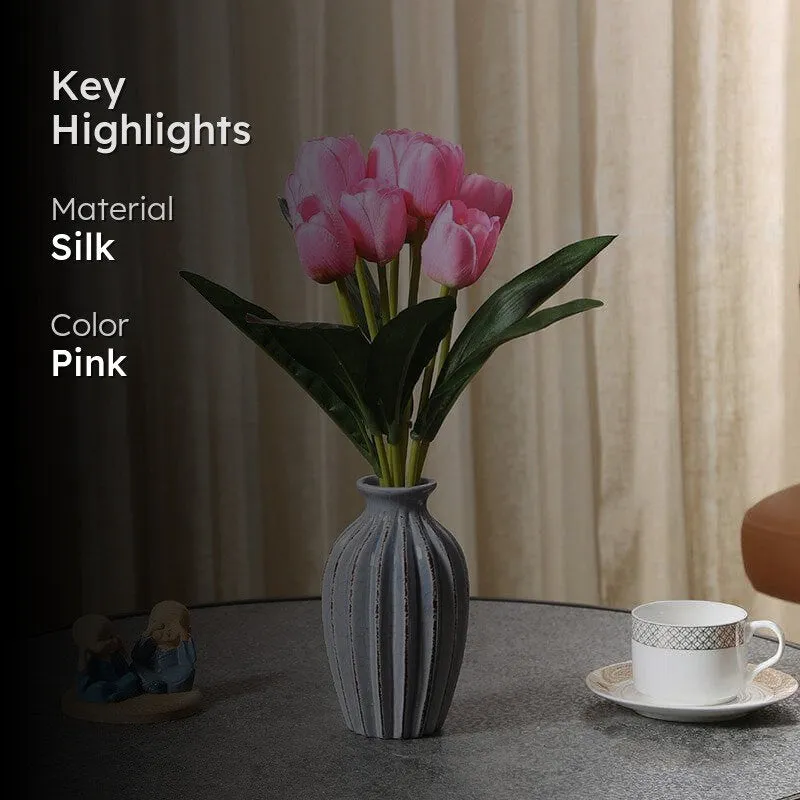 Faux Tulip Floral Bunch (Pink) - Set Of Two media 2