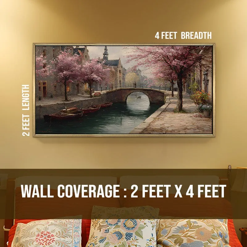 Blossom Bridge Canvas Wall Painting With Frame media 9