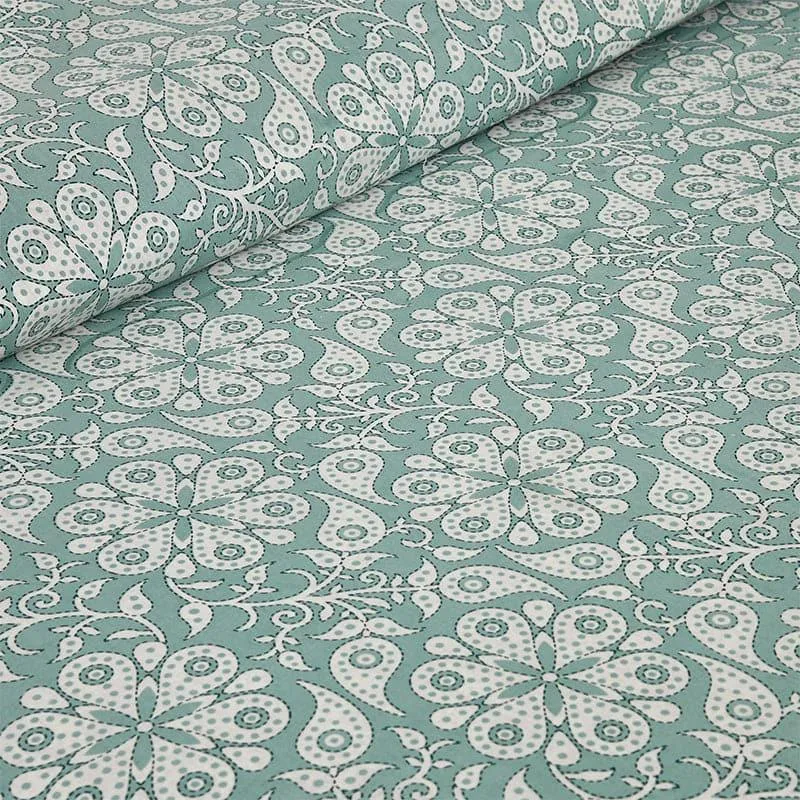 Seinara Floral Cotton Bedsheet (Aqua) - 160 TC media 4