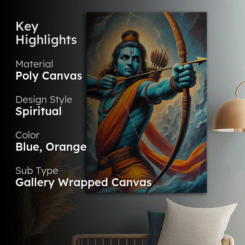 The King Of Dharma Poly Canvas Wall Painting - Blue & Orange media 2