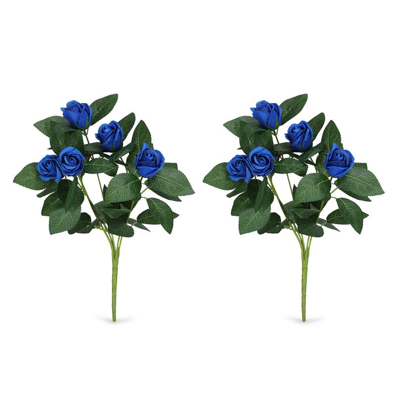 Artificial Blue Rose Sticks - Set Of Two media 5