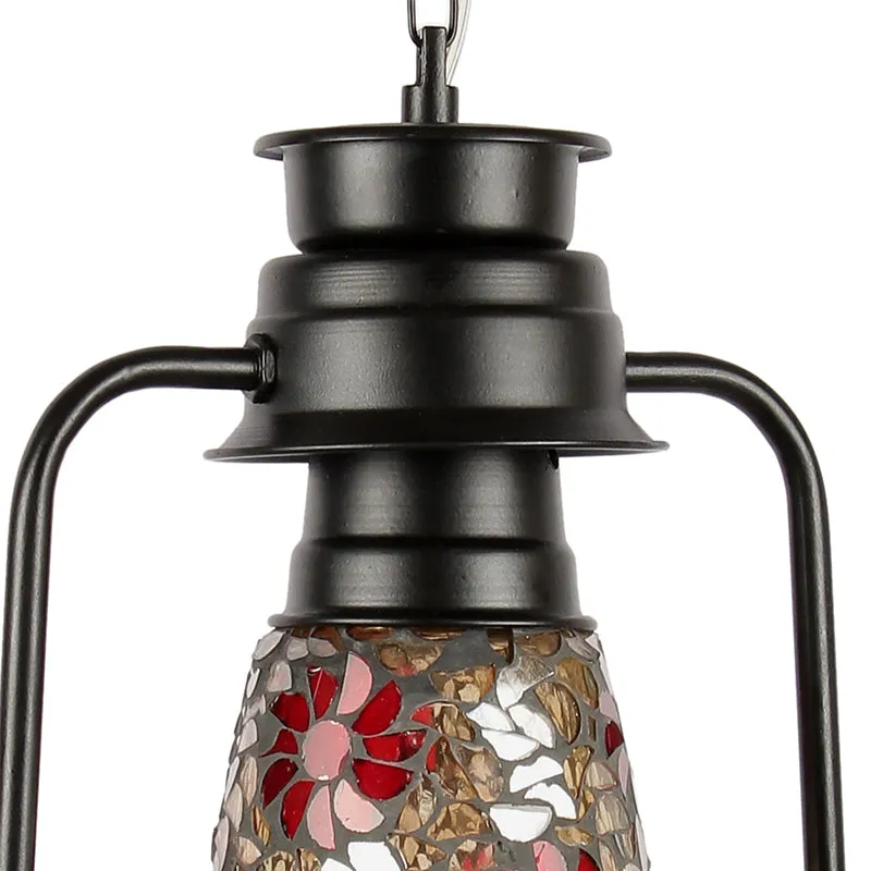 Phoolkari Mosaic Lantern Glass Ceiling Lamp - Black media 4