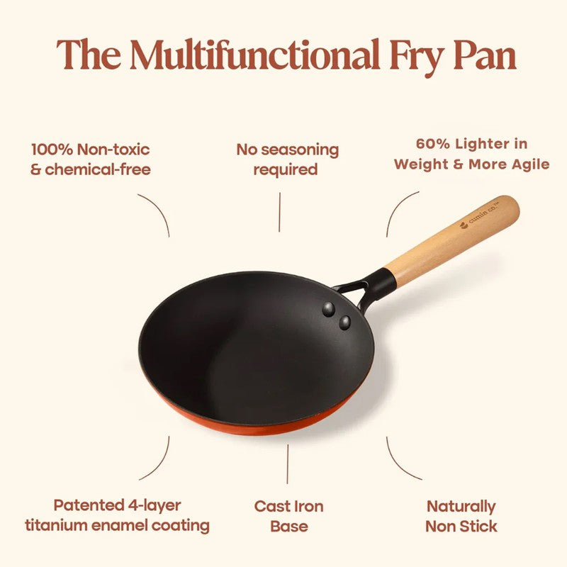 Cumin Co Enamel Cast Iron Frying Pan (Rust) - 1000 mL media 6