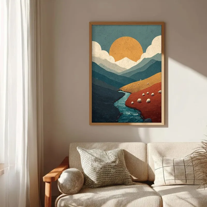 Suncrest Valley Canvas Wall Painting - Brown Frame media 6