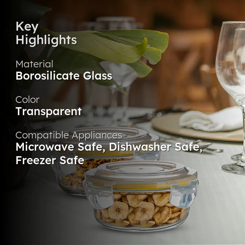 Bergner Glass Guard Airtight Glass Tiffin Box (Yellow/400 mL) - Set Of Two media 2
