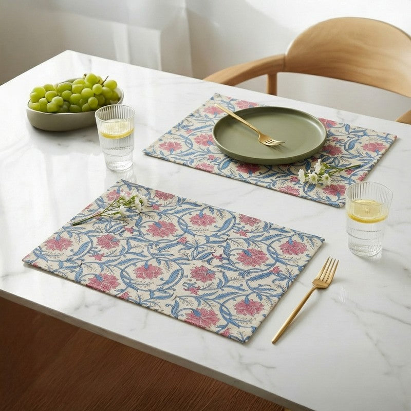Petal Whisper Canvas Table Mats - Set Of Two