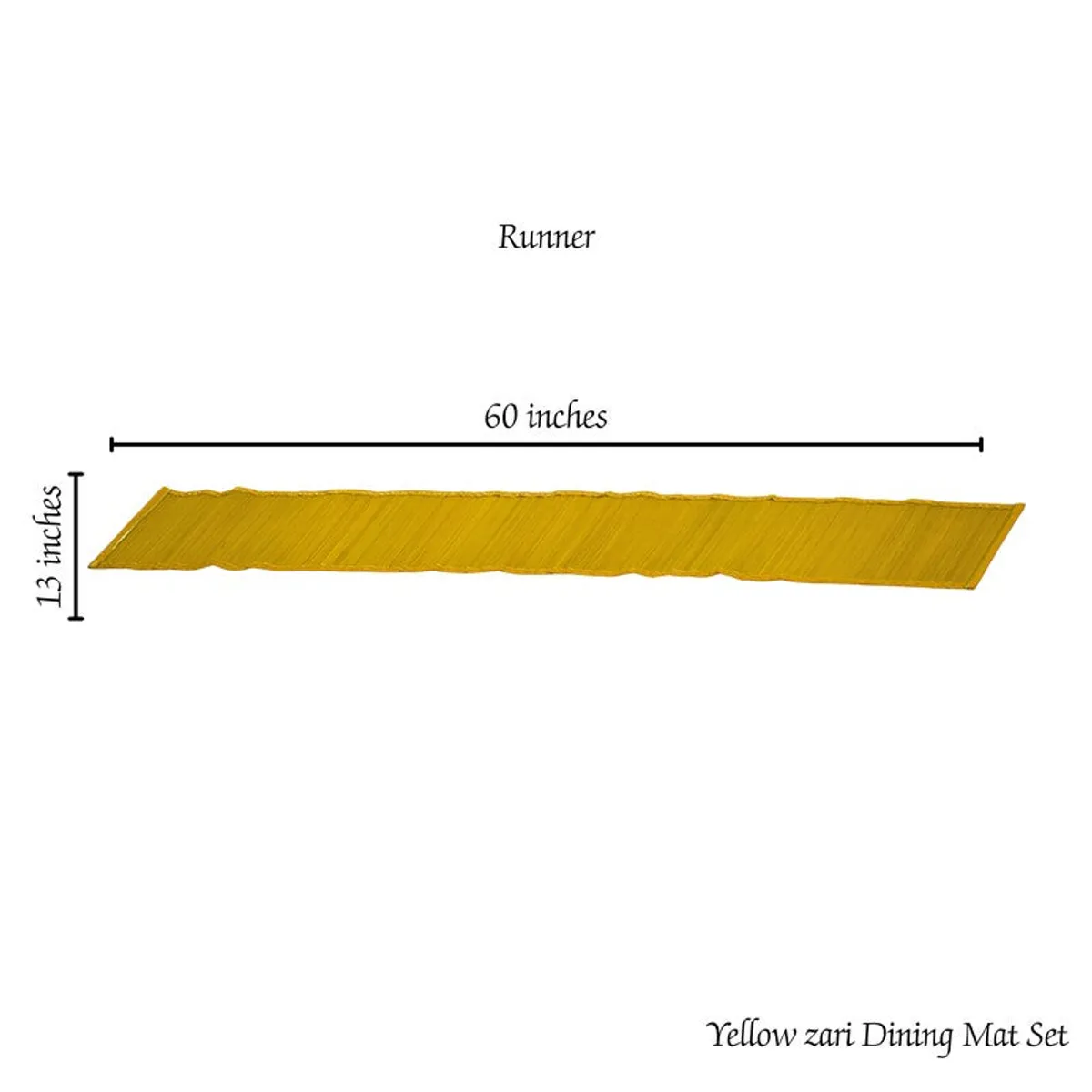 Yellow rectangular table runner displayed lengthwise against a white background.