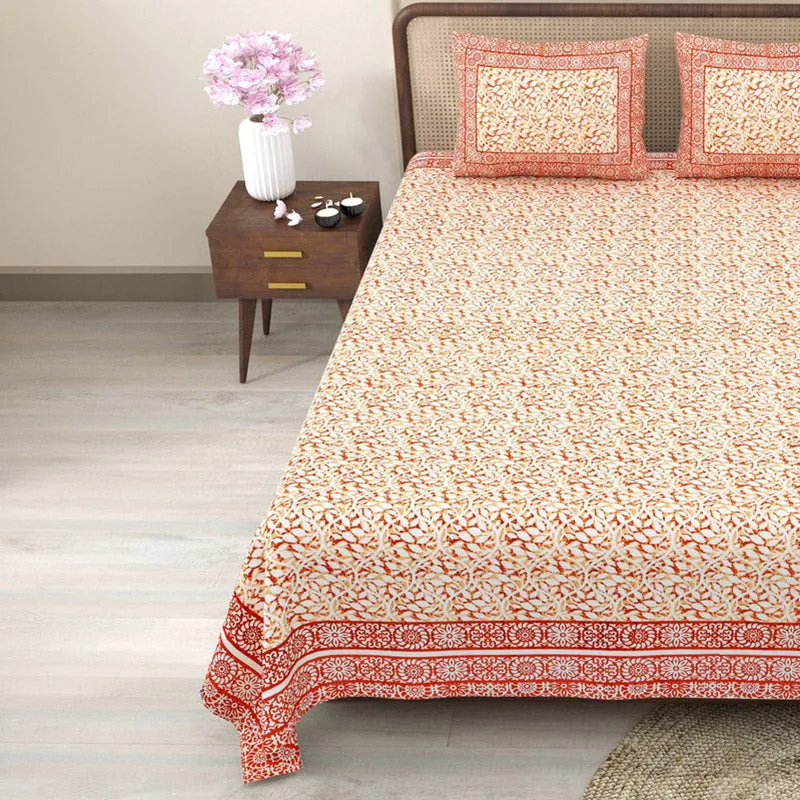 Softra Cotton Bedsheet (Orange) - 240 TC media 4
