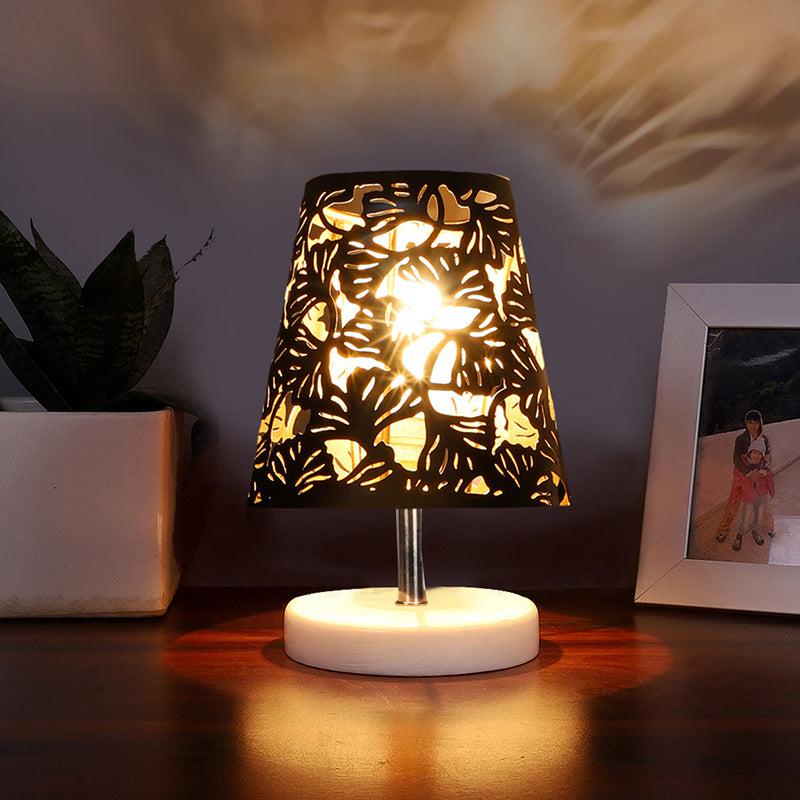 Vero Flora Etched Metal Table Lamp - Black,White
