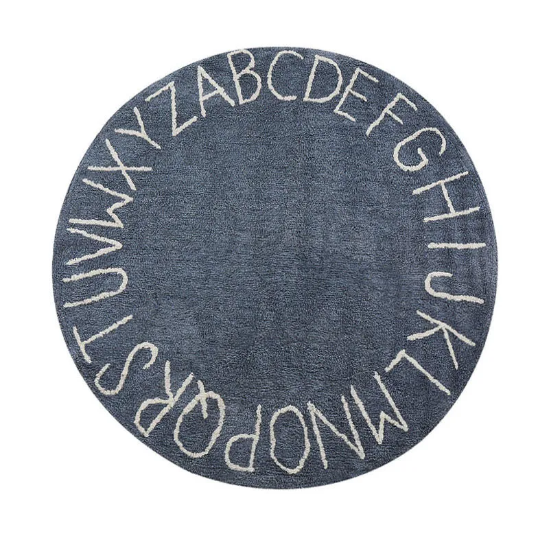 Alphabetica Tufted Cotton Area Rug - Blue media 1