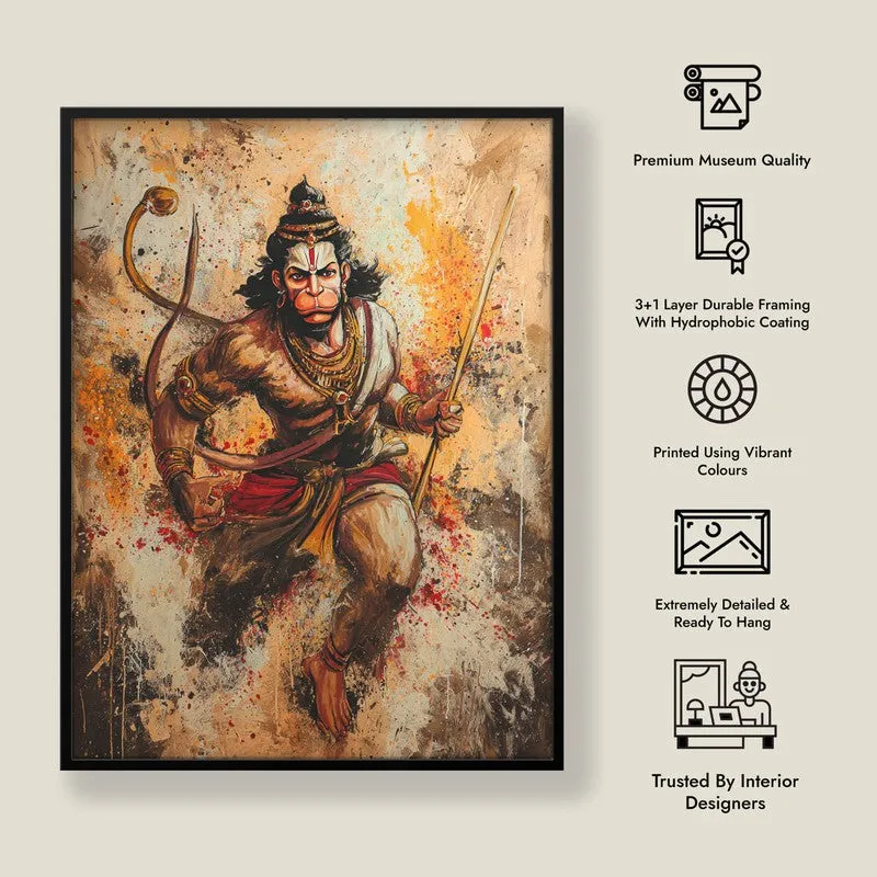 Hanuman Ji Warrior Form Archival Paper Wall Art media 8
