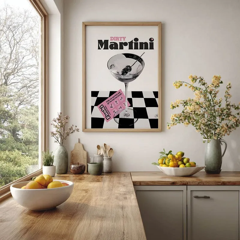 Checks Martini Archival Canvas Wall Art - Brown media 5
