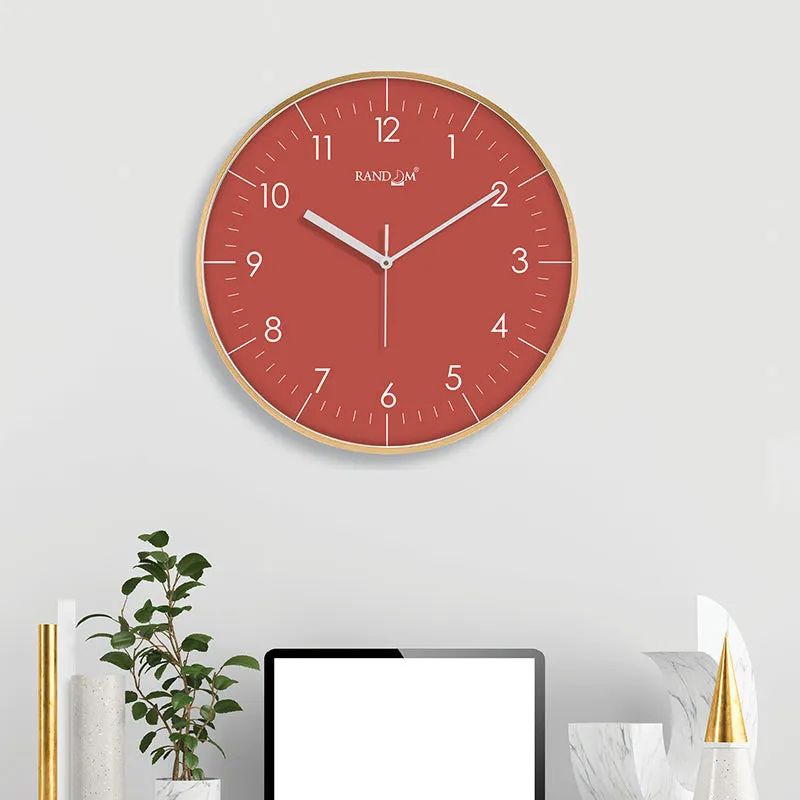 Benot Gold Analog Wall Clock - Muted Red media 1