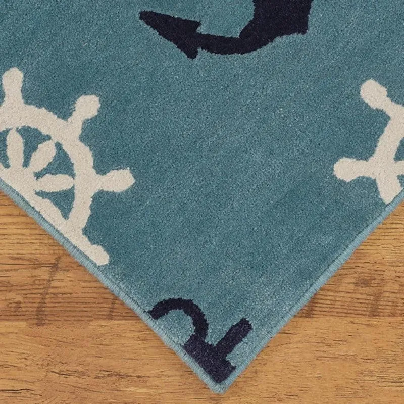 Anchors Hand Tufted Aweigh Kids Wool & Nylon Carpet - Turquoise media 3